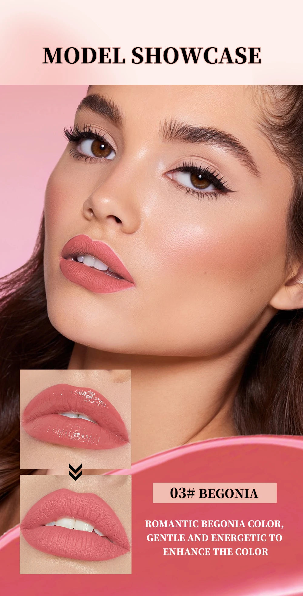 QIBEST 10 Colors Nude Matte Liquid Lipstick Waterproof Silky Lip Gloss Non-Stick Cup Lasting Purple Red Lip Tint Durable Makeup