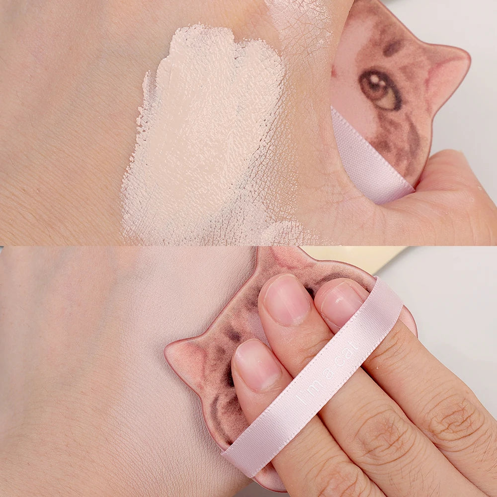 1/20 unidades de borlas de gato bonitas, base líquida, herramienta de maquillaje cosmético, corrector en polvo suave, belleza, borla de polvo de doble uso seca y húmeda