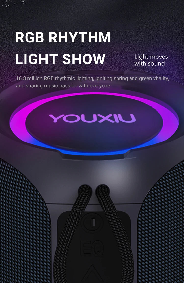 Altavoz Bluetooth portátil, subwoofer estéreo de 360 grados, resistente al agua IPX7, con iluminación, compatible con TF, TWS, inalámbrico, 40 W, para exteriores.