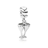 925 Sterling Silver Coffee Red Wine Coffee Glass Maker champagne Charm bead Fit Original Pendant Bracelet DIY Jewelry For Women - Lootquake