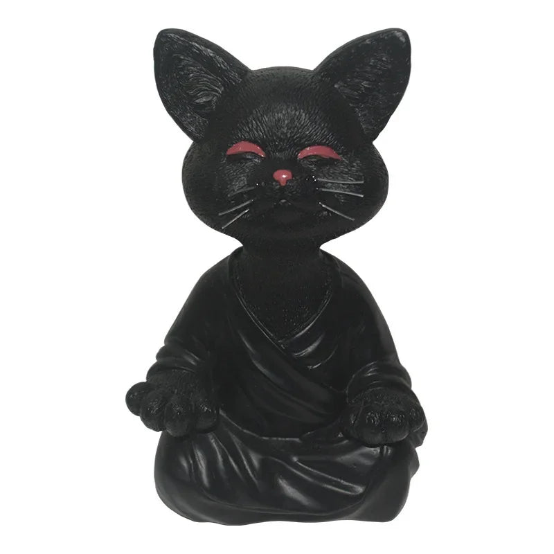 Meditation Cat Sculpture Garden Decoration Resin Yoga Sitting Zen Cat Home Ornament Outdoor Garden Figurine Home Decorations