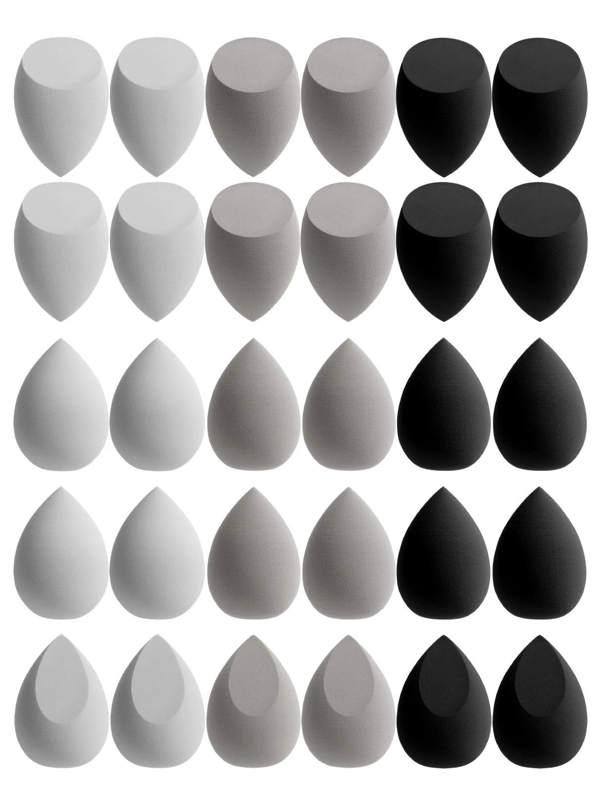 30 Beauty Eggs (Esponjas de Maquillaje) Esponja de Belleza Mixta para Base de Maquillaje, Líquida, en Crema y en Polvo Sin Impurezas, Multicolor C