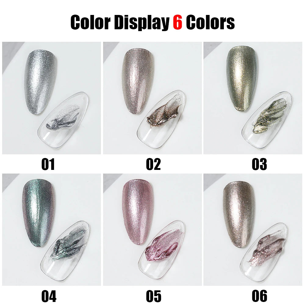 Vendeeni 6 Colors Cream Metal Gel Nail Polish Shiny Platinum UV Soak Off Gel Lacquer Painting Edge Line Gel Varnish For Nail Art