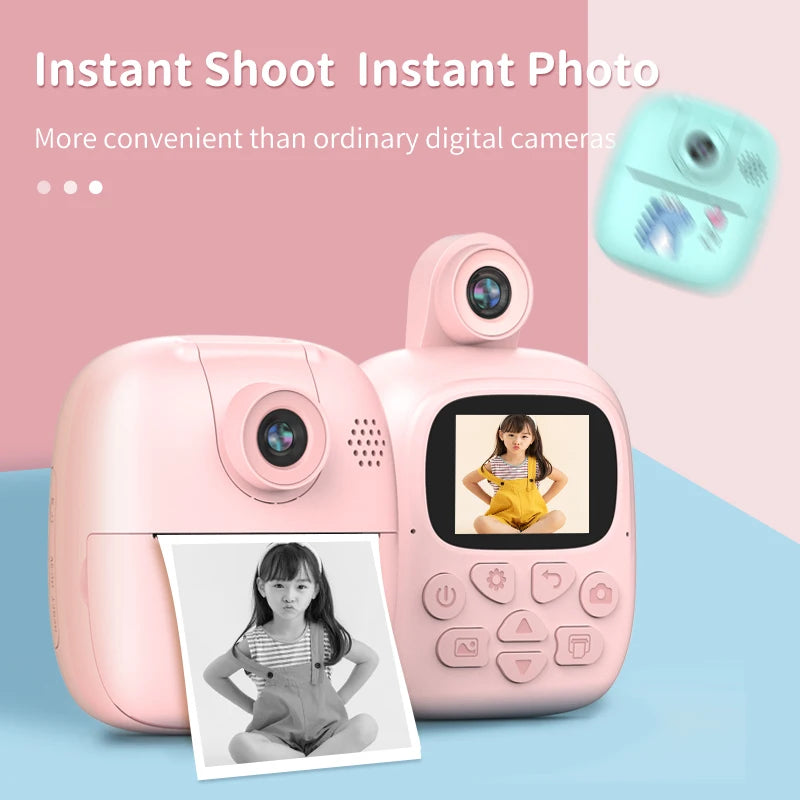 Kids Instant Print Camera Thermal Printed Camera Children Digital Camera Video Toy Birthday Gift 32G Memory Card