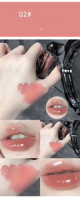 Rouge à lèvres liquide violet foncé, léger, longue tenue, transparent, hydratant, effet miroir, rose pêche, antiadhésif