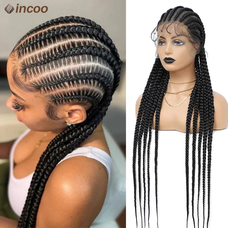 36" Twist Braided Wig | Cornrows & Goddess Braids | Full Lace Frontal | Baby Hair