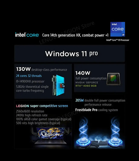 Lenovo Legion Y9000P Gaming E-Sports Laptop 2024  RTX 4060 Intel i9-14900HX 16" 16/32/64G RAM 1/2T SSD 2.5K 240Hz Notebook PC - Lootquake