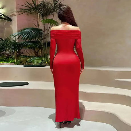 BOOFEENAA See Through Mesh Patchwork Black Long Dress Fall 2024 Sexy Elegant Off Shoulder Long Sleeve Cutout Dresses C66-EZ33 - Lootquake