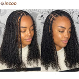 12" Boho Box Braid Lace Front Wig | Knotless | Curly Ends | Pre-Plucked | Synthetic Summer Wig