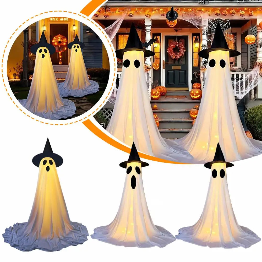 Lighted Spooky Ghost Decor Scary Standing Ghost with LED String Lights Home Porch Garden Yard Lawn Party Halloween Decorations