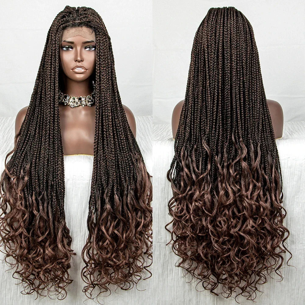 36" 613 Blonde Braided Wig | Lace Front | Baby Hair | Colored Braids
