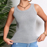 European and American Yards Ladies Suspender Vest Sleeveless Top Solid Color Sexy Thread Bottoming Thin Vest Four Seasons Essent - Lootquake