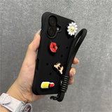 Diy Charms Holes Liquid Silicone Soft Case for iPhone