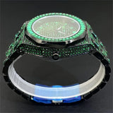 2024 New MISSFOX Hip Hop Green Iced Watches Mens Luxury Stainless Steel AAA Clocks Man Fashion Square Diamond Jewelry Wristwatch - Lootquake