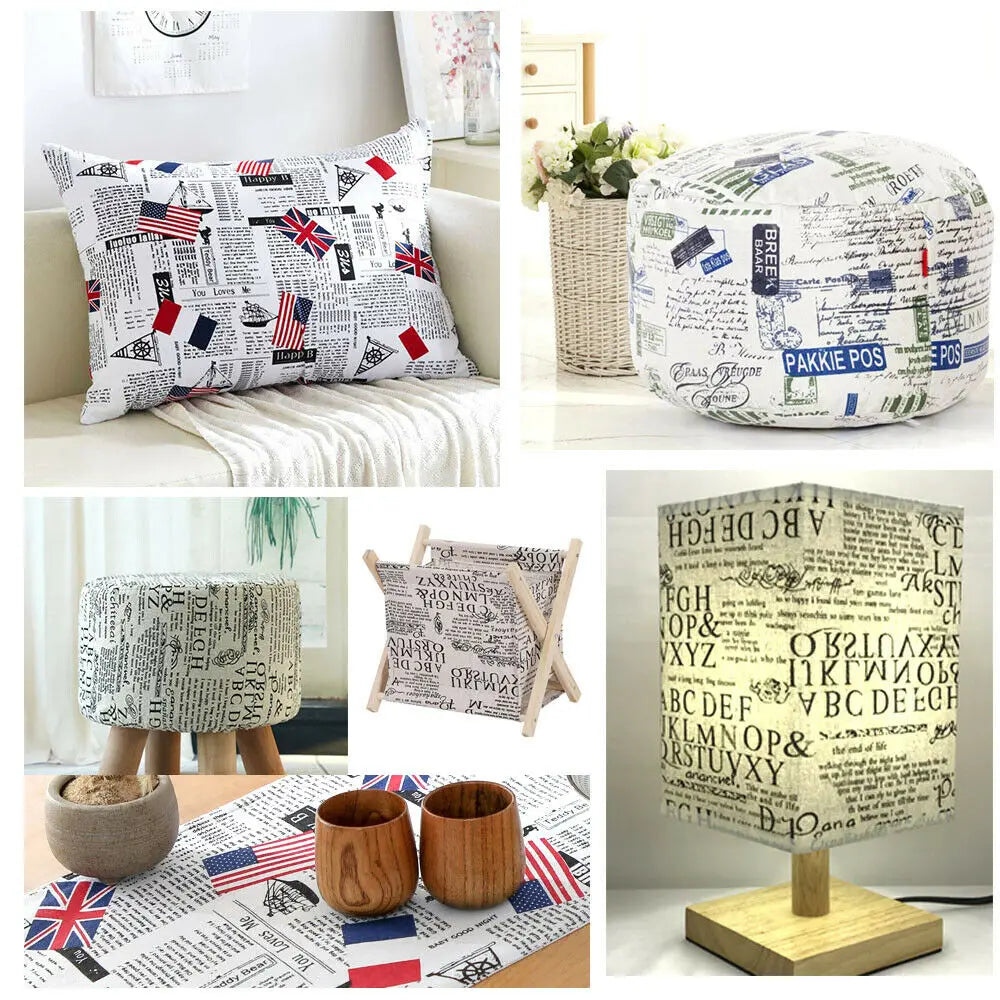 Tela estampada de periódico, tela acolchada de algodón y lino para costura DIY, mantel, cojín, mantel individual, bolsa de almacenamiento, materiales para manualidades