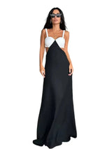 Fashion Black White Patchwork Long Dress Women Sexy Hollow Waist Slim Fits Party Robes Causal Vocation High Street Vestidos - Lootquake