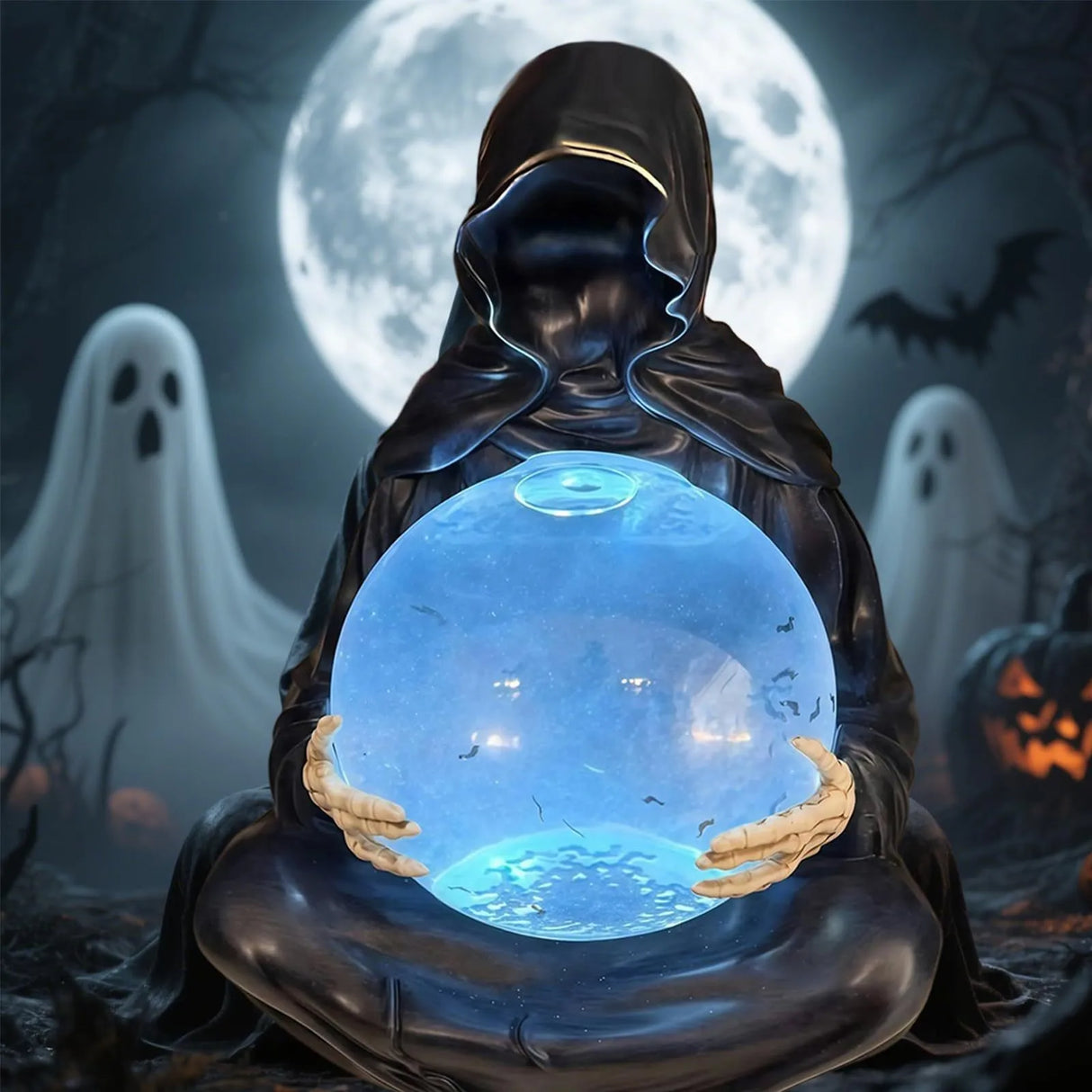 Halloween Death Water Ball Decoration Ornament Creative Home Office Desktop Decoration Halloween Theme Party Prop Festival Gift