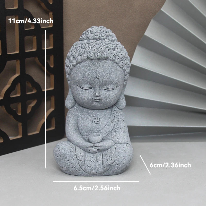 Buddha Stone Statue Little Buddhist Monks Tibetan Buddhism Figurines Zen Garden Ornament Meditation Home Aquarium Decoration