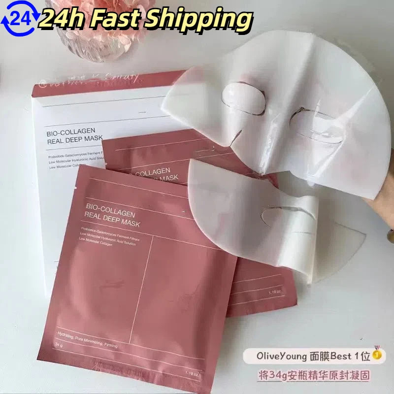 Mascarilla facial de biocolágeno que reduce los poros, hidratante profunda, nocturna, refrescante, iluminadora, cuidado de la piel coreano.