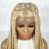 613 Blonde Full Lace Cornrow & Big Square Knotless Box Braids Wig | Synthetic Lace Front Wig for Black Women