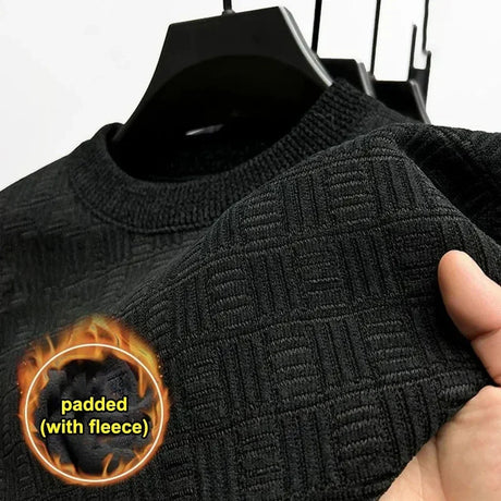 2024 New Men's Thickened Sweater Knitted Sweaters Men Three-dimensional Jacquard High-grade Crew Neck Warm Casual Top Pullover - Lootquake