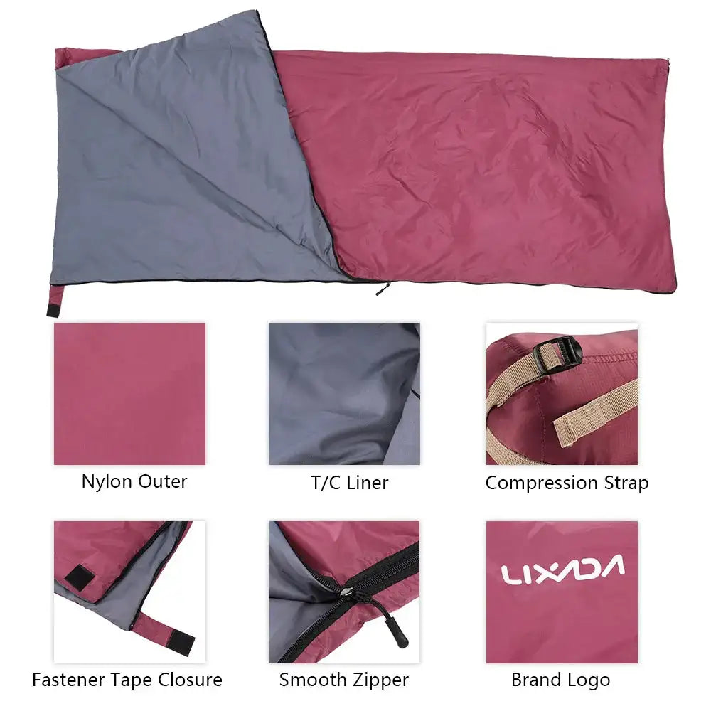 Saco de dormir portátil para exteriores Lixada de 190 x 75 cm, para acampar, viajar, senderismo, multifunción, ultraligero, 680 g, para mochileros.