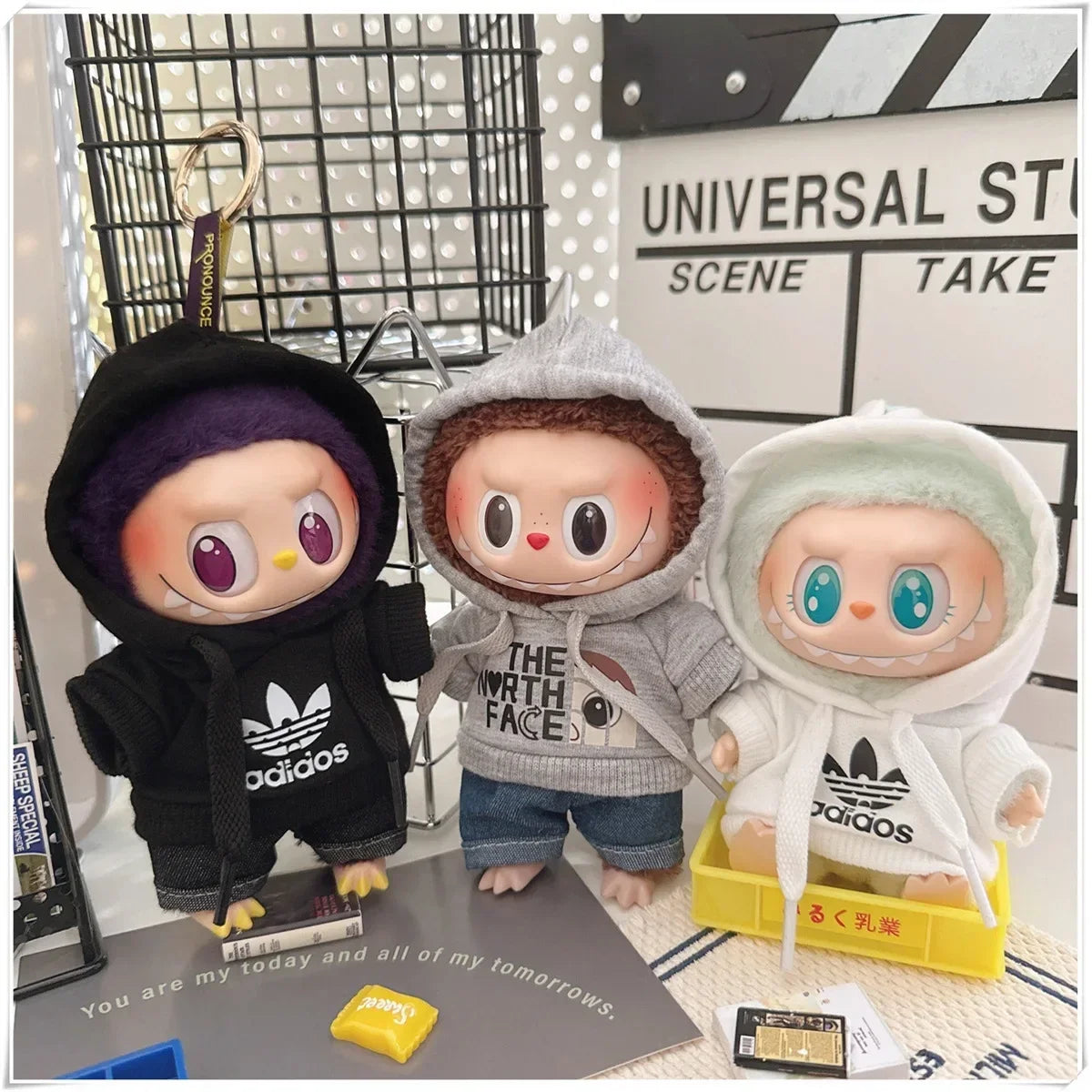 Vêtements de poupée Labubu, ensemble sweat à capuche et pantalon tendance, accessoires pour poupées Labubu Idol V1 V2, peluche universelle de 15/17 cm