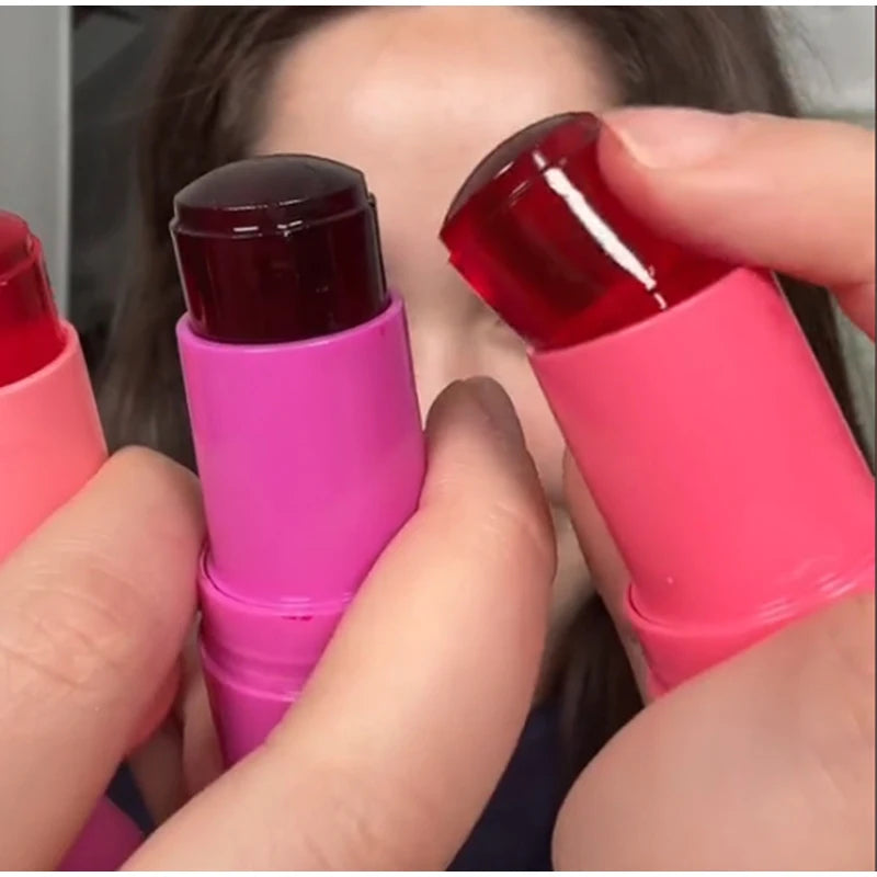 Milk Jelly Lipstick Blush Stick Moisturized Blusher Rouge Cream Shimmer Powder Blusher Stick Beauty Makeup for Women and Girls