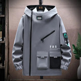Autumn trend Hoodie Jackets Men Windbreaker Jacket Hip Hop Solid Color Outdoor Sports Hooded Coats Men Clothing - Lootquake