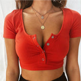 Women ladies Short Sleeve Crop top elegant Plain basic debardeur femme Tank Party bodycon bandage stretch Vest Tee tunique femme - Lootquake