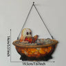 Acrylic Halloween Ghost in Bathtub Hanging Ornaments Cute Ghost Reading Book Decor Home Bedroom Living Room Window Decorations