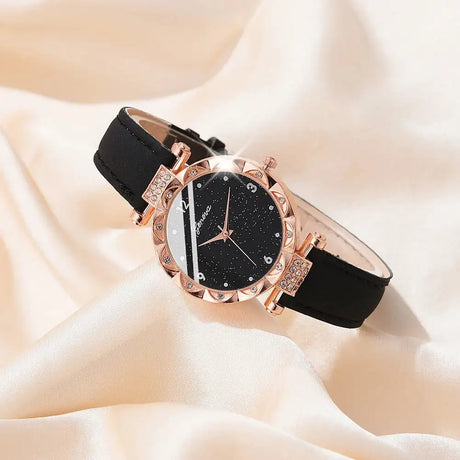 Womens Watches 5Pcs Set Luxury Rhinestone Women Fashion Elegant Wristwatch Quartz Watch For Girl WristWatch Bracelet Gift - Lootquake