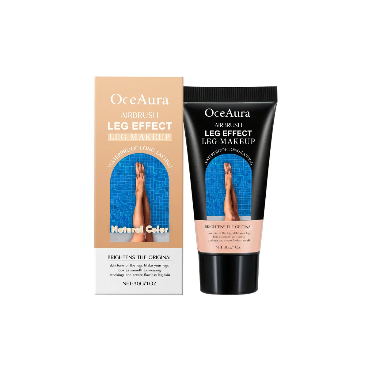 Loción de maquillaje para piernas, corrector duradero, tono de piel uniforme, bronceado artificial, resistente al agua, hidratante, brillo natural, crema de base corporal marrón