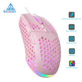 SM900 Wired Gaming Mouse Low Latency 12800 DPI 7 Buttons Macro Software Honeycomb Mice for PC Laptop