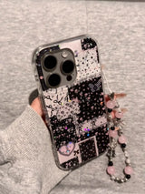 Sparkling Pink Star Splicing Floral Wristband Suitable For iPhone