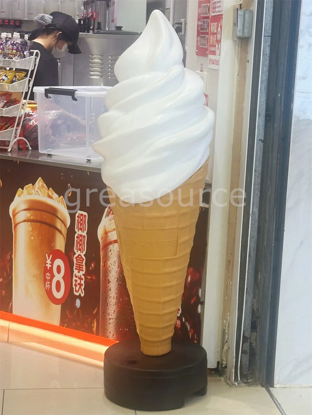 Escultura de 150 cm con forma de cono de helado suave, modelo alto, caja de lámpara grande para exhibición, atrae la atención, simulación, muestra, tienda de dulces.