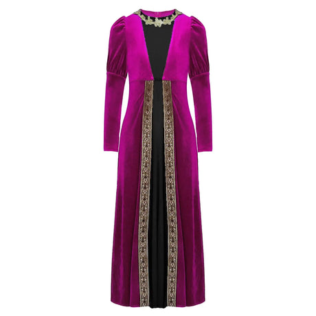 Girls Velvet Medieval Princess Dress Long Sleeve Renaissance Retro Robe Ancient Roman Long Dress for Halloween Carnival Party - Lootquake