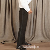 Black Men Pants with Side Satin Stripe One Piece Slim Fit Formal Male Trousers Official Fashion - Lootquake
