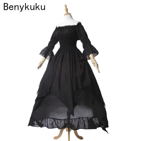 White Victorian Medieval Renaissance Long Dress Plus Size Women Cosplay Halloween Costume Princess Gown Vintage Gothic Dresses - Lootquake