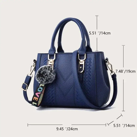 Embroidery Messenger Bags Women Leather Handbags Bags for Women Sac a Main Ladies hair ball Hand Bag - Lootquake