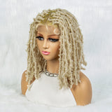 14" Blonde Dreadlock Braided Wig | Full Lace Afro Curly