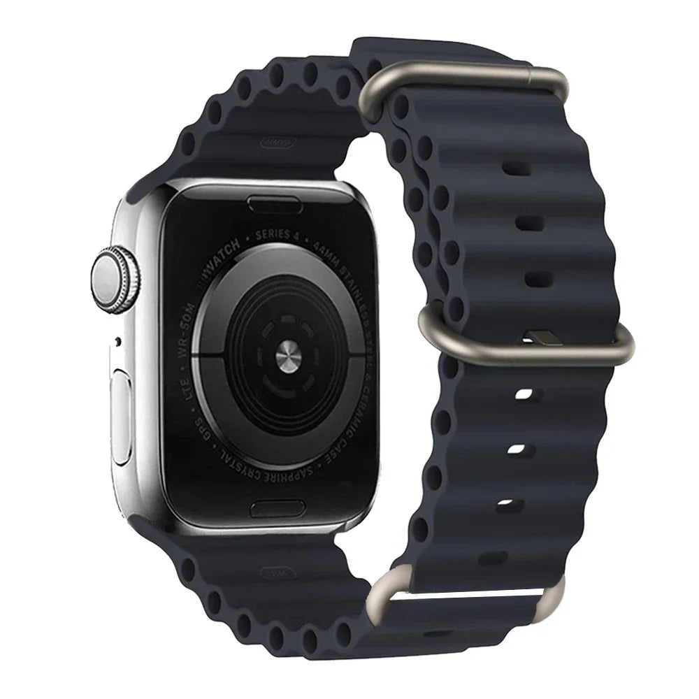 Silicone Strap For watch band 44mm 40mm 49mm 45mm 41mm 38mm accessorie correa bracelet iWatch Ultra 2 series 7 6 5 se 8 9 - Lootquake