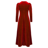 Girls Velvet Medieval Princess Dress Long Sleeve Renaissance Retro Robe Ancient Roman Long Dress for Halloween Carnival Party