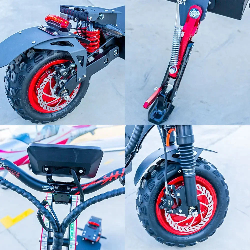 Patinete eléctrico grande K14 de 10000 W con motor dual, 72 V, 40 Ah, neumáticos todoterreno de 14 pulgadas, velocidad máxima de 90 a 120 km/h, freno hidráulico.