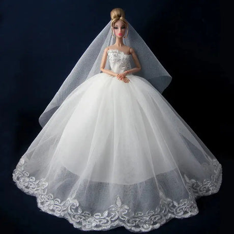 fashion for barbie elegant lady wedding dress for barbie doll clothes princesa for bjd 1/6 dress long dress accessories - Lootquake