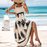 Vestido de verano para mujer, informal, sin mangas, corte A, largo, bohemio, informal, sin mangas, 2024