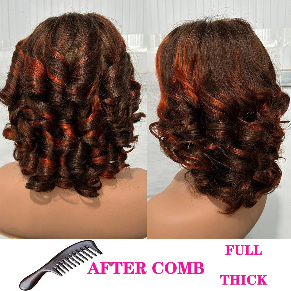 100% Human Hair | Highlight | Vietnamese | Bob | Bouncy | Loose | Curly | HD Lace Closure | Glueless Wigs | Human Hair | Ready To Wear