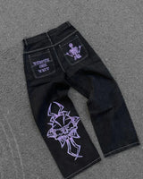 New Harajuku Hip Hop Cartoon Y2K Big Boy Jeans Women Graphic Embroidery Baggy Jeans Pants High Waist Wide Leg Trouser Streetwear - Lootquake