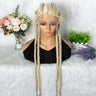 36" 27/613 Blonde Cornrow Braided Wig | Lace Frontal Box Braids | Synthetic Wig with Baby Hair for Black Women