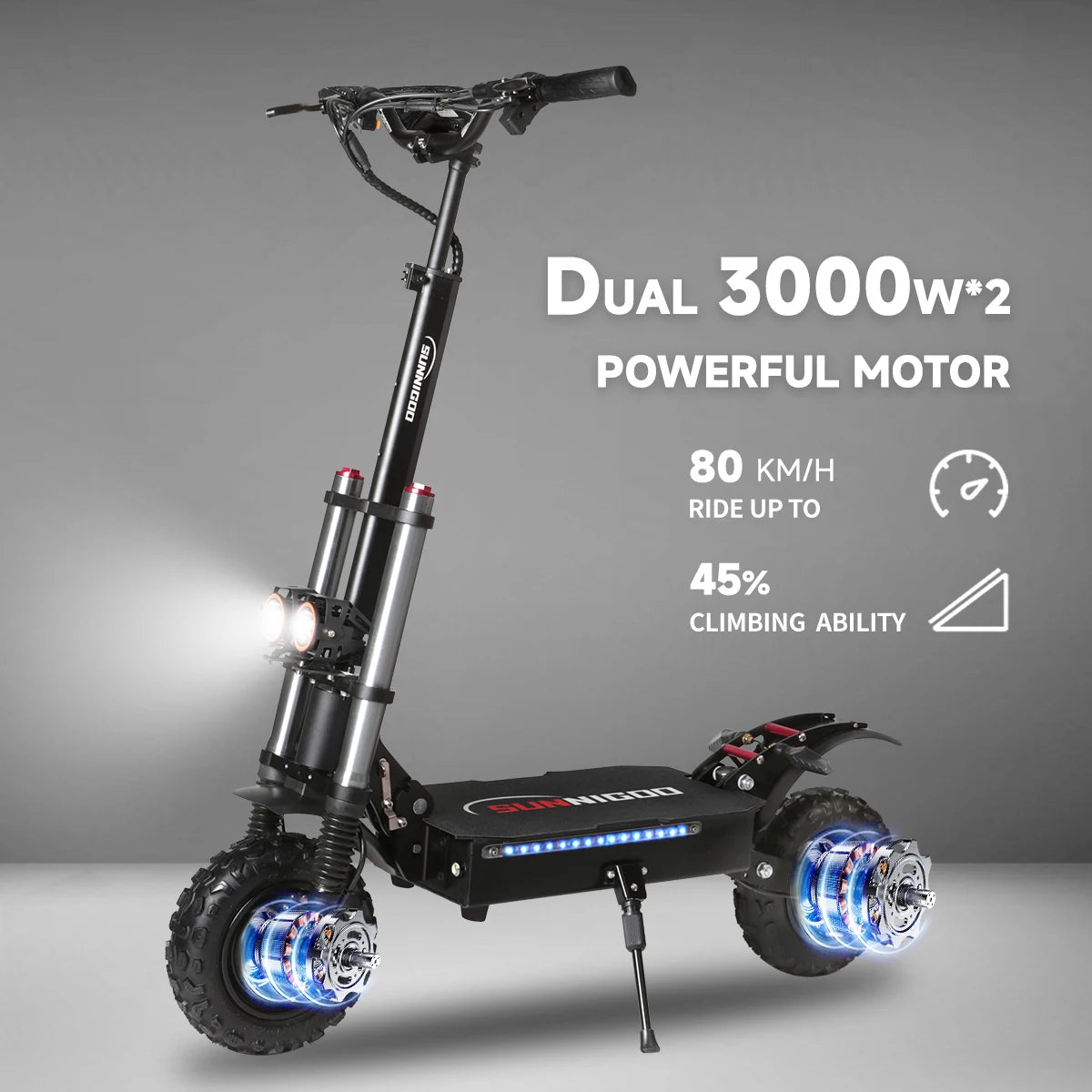 6000W Powerful Electric Scooter 60V 38Ah Max Speed 85km/h 100kmRange 11'' Tires Dual Shock Absorbing Folding EScooter for Adults
